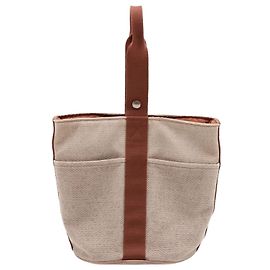 Hermès Bolsa Hermes Saxo MM em couro e canvas Bege