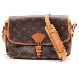 Bolso de hombro de cuero Louis Vuitton Monogram Sologne Castaño