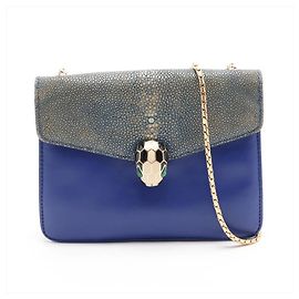 Bulgari Borsa a tracolla Bvlgari Serpenti in pelle di razza Blu