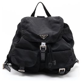 Mochila Prada de nylon Tessuto con logotipo triangular de cuero Negro