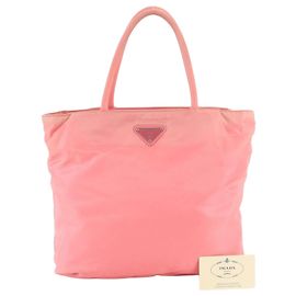Prada Tessuto Nylon Triangle Logo Tote Bag/Shoulder Bag Pink