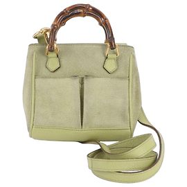 Borsa a tracolla 2-Way Gucci Old Bamboo in pelle Verde