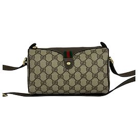 Bolsa Tiracolo Gucci Sherry Line em couro com padrão GG Marrom Vermelho Verde