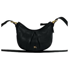 Bolsa de Ombro em Couro Burberry Shadow Horse Hardware Nova Check Preto