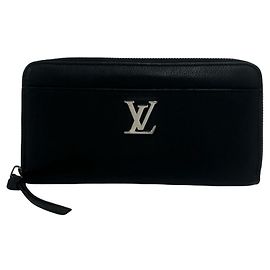 Louis Vuitton Zippy Lockme Leather Long Wallet Black