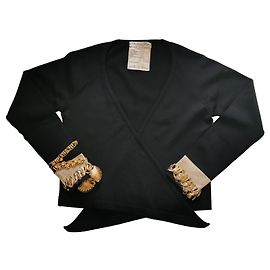 Christian Dior Wickel-Abendtop mit goldenen Ornamenten Schwarz Golden