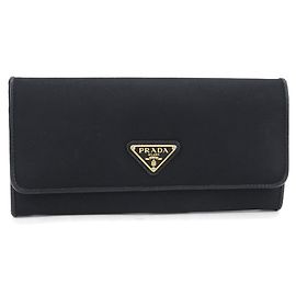 PRADA Bi-fold Long Wallet Black