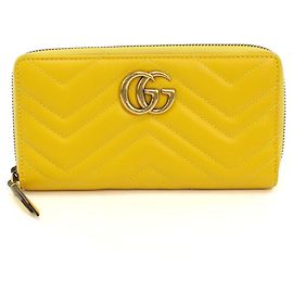 Portefeuille long Gucci en cuir jaune Jaune