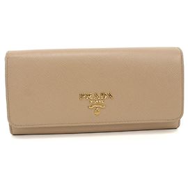 Cartera larga Prada de piel de becerro beige Beige