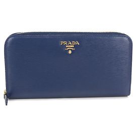 Cartera larga Prada de piel de becerro azul Azul