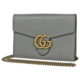 Gucci GG Marmont Chain Wallet Shoulder Bag Brown