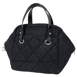 Chanel Handtasche Schwarz Leder und Stoff Schwarz