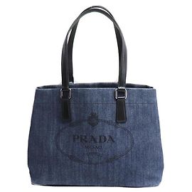 Borsa Tote Prada in denim blu Blu