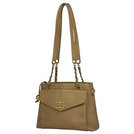 Borsa Tote Chanel in vitello grana beige Beige