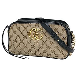 Borsa a tracolla Gucci GG Marmont Nero Beige