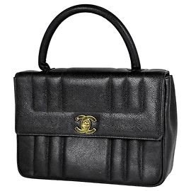 Borsa Chanel in pelle di vitello martellata nera Nero