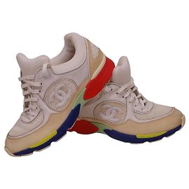 Baskets Chanel en cuir et daim multicolores Blanc Multicolore