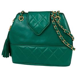 Bolsa de ombro Chanel em couro verde Verde