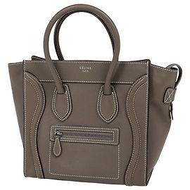 Céline Sac à main Celine Luggage Micro Shopper en cuir Gris
