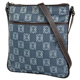 Bolsa de Ombro Loewe Anagram Canvas Azul marinho