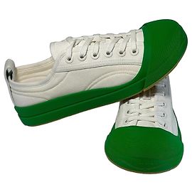 Bottega Veneta Vulcan Baskets Toile Blanche Vert Parakeet Blanc Vert