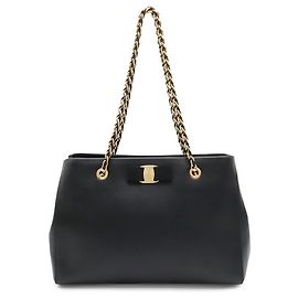 Borsa Tote a Tracolla Salvatore Ferragamo Vara Chain Nero