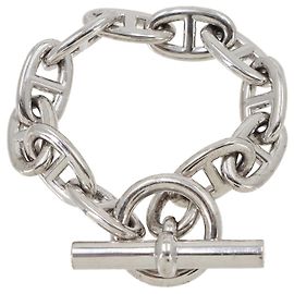 Hermès Pulseira de Berloques Hermes Chaine d'Ancre TGM Prata