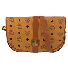 Bolsa de Ombro MCM Vintage Visetos em Couro Marrom Marrom