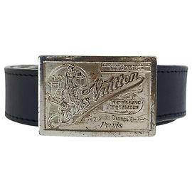 Cintura in pelle nera e metallo da uomo Louis Vuitton Nero