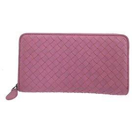 Portefeuille long en cuir violet Bottega Veneta Violet