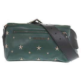 Jimmy Choo Oscar Star Studded Leather Sling Bag Black Green