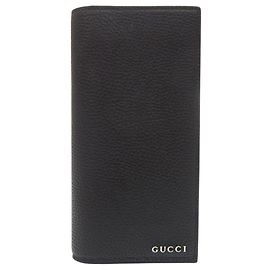 Gucci Black Leather Long Wallet Black