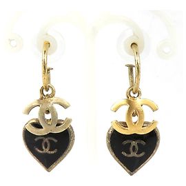 Orecchini a goccia Chanel in metallo nero e oro Nero D'oro