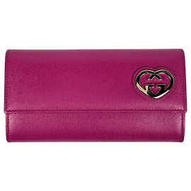 Portafoglio lungo in pelle rosa Gucci Rosa