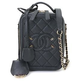 Borsa vanity 2-way Chanel CC Filigree Vertical Nero