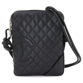 Chanel Cambon Line Black Calfskin Shoulder Handbag Black