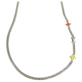 Collier Louis Vuitton Monogram Argenté Orange Jaune