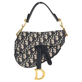 Christian Dior Saddle Oblique Canvas Small Navy blue