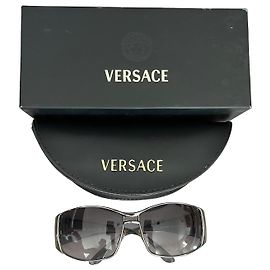 Versace Grey Metal and Plastic Sunglasses Silvery Grey