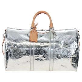 Louis Vuitton Keepall Bandouliere Monogram Mirror Coated Canvas 25 Argenté