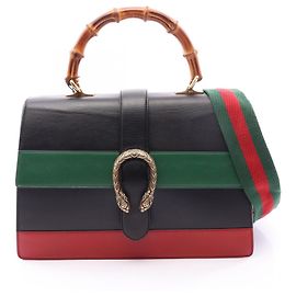 Gucci Bamboo Dionysus 2-Way Handbag Black Red Green