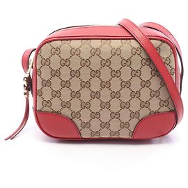 Gucci Bree GG Canvas Schultertasche Braun Rot Beige