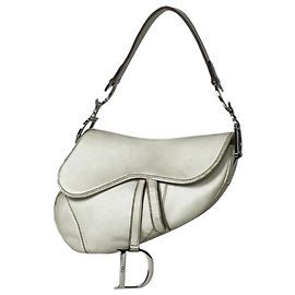 Sac à épaule Saddle Christian Dior en cuir blanc Blanc