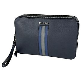 Pochette Prada em couro azul marinho Azul marinho