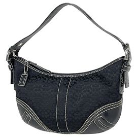 Coach Black Mini Signature Canvas Shoulder Bag Black