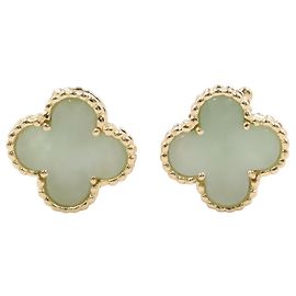 Orecchini Van Cleef & Arpels Vintage Alhambra in giada verde D'oro Verde