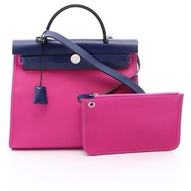 Hermès Borsa Hermes Herbag Zip PM Rosa Blu navy