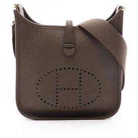 Hermès Sac à épaule Hermes Evelyne 23 Vert Roden Marron