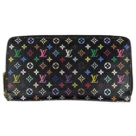 Louis Vuitton Monogram Multicolore Zippy Wallet Black Red