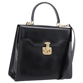 Gucci Vintage Lady Lock Top Handle Leather Medium Noir